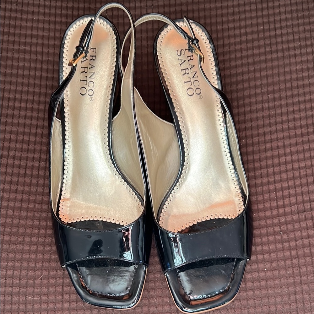 Franco Sarto Black Heels with Adjustable Slingback